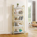 YITAHOME 5 Tiers Gold Bookshelf, Modern Bookshelf, Book Rack, Storage Rack Shelves in Living Room/Home/Office, Books Holder Organizer for Books/Movies, Gold MAYIH0000357MA