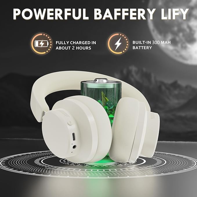 ATTACK SHARK G500 Wireless Over-ear Noise Canceling Headphones,Bluetooth ANC Gaming Headset with BT 5.3/3.5mm Audio Cable,20H Playtime,Hifi Stereo Sound,Deep Bass,Built-in Mic for PC Smartphone(Beige)
