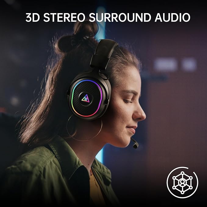 EKSA 2.4GHz Wireless Gaming Headset for PS5,PC,PS4,Switch,Mobile,Mac, Bluetooth Gaming Headphones with Microphone, RGB, 30ms Latency, 50H Battery, USB & Type-C Ultra, PC Wired Gaming Headset for Xbox