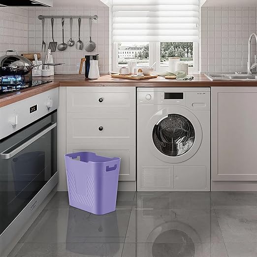 Small Purple Trash Can Wastebasket, 2.9 Gallon Plastic Garbage Can Waste Basket for Narrow Spaces Bathrooms Laundry Room Kitchens Offices Kids Rooms (Purple)