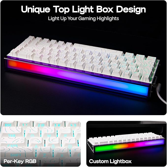EPOMAKER Aula Hero 68 HE Wired Magnetic Gaming Keyboard, 0.01mm Adjustable Actuation, Rapid Hall Effect Switch, 8kHz Polling, 5-Layer Sound Dampening, RGB Box & Backlight (White Topographic)