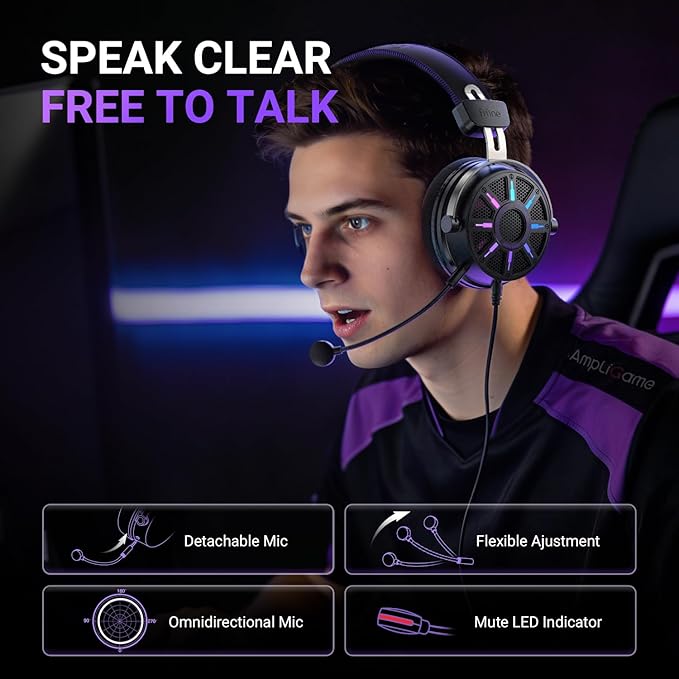 FIFINE Wired Open Back Gaming Headset, Open Acoustic Audio, Breathable Mesh Fabric, 7.1 Surround Sound, Vibrant RGB, USB Control Box, Over-Ear Headphone with Mic for PC, PS5/PS4, Laptop, Mac - H19BP