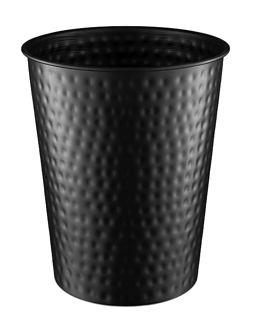 Monarch Abode Hand Hammered Metal Desk Wastebasket – Black