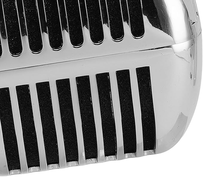 Classic Retro Microphone, Vintage Dynamic Microphone, Zinc Alloy Self Tensioning Rotating Rack, Unidirectional Cardioid Mic, Universal Stand Compatible (Silver)