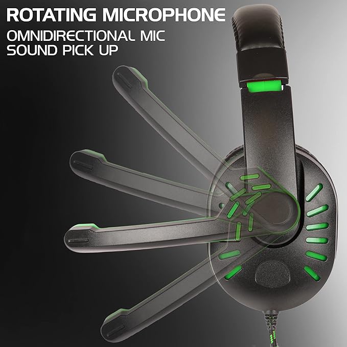 ENHANCE GX-H5 School Headset with Microphone — Perfect for Remote Learning, Study Sessions, and in-Class Listening — Volume Control, USB + 3.5mm, Comfortable Over-Ear Noise-Isolating Design (Green)