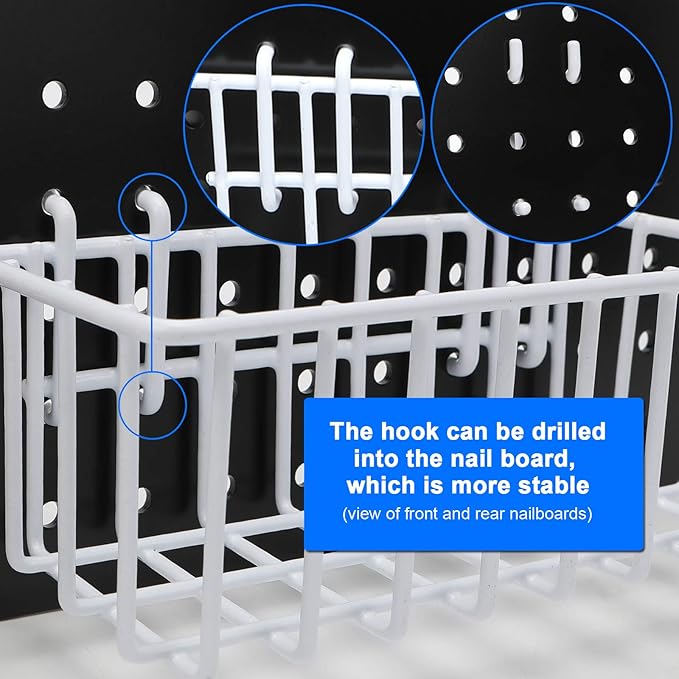 Pegboard Baskets,Pegboard Accessories,Can be Used to Store Items That Are Not Easy to Hang on a Pegboard(4pcs) (White Light-Duty)