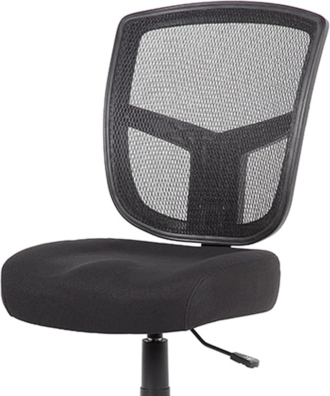 Benzara MEA Drafting Stool Chair, Adjustable Height, Black Mesh, Chrome Footring