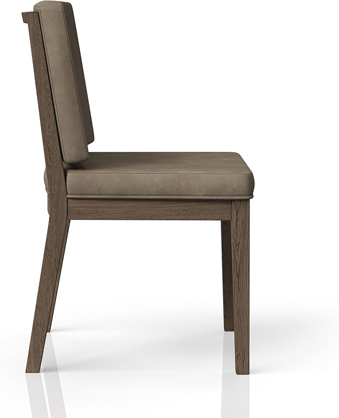 Modern Performance Leather Chair (Set of 2) - Soft Back Design with Leather Seat & Back, Comfortable Latte Finish Dining Chairs for Living Room, Kitchen, Modern Home Office