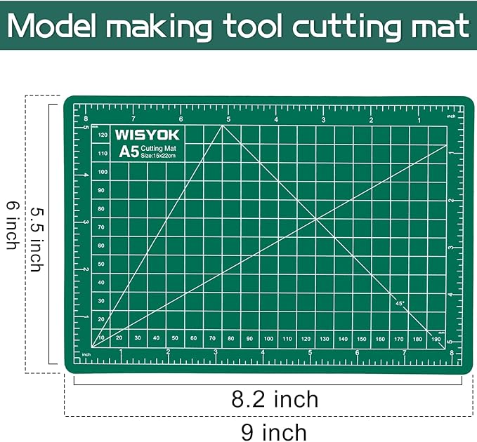 WISYOK 6" x 8" A5 Craft Mat, Small Rotary Cutting Mat for Sewing, Fabric, Ideal for DIY Crafts