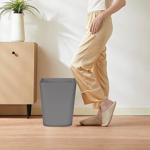 Small Trash Can - Plastic Waste basketbin - for Office,Home,Bathroom,Kitchen - 1.8 Gallon - Grey