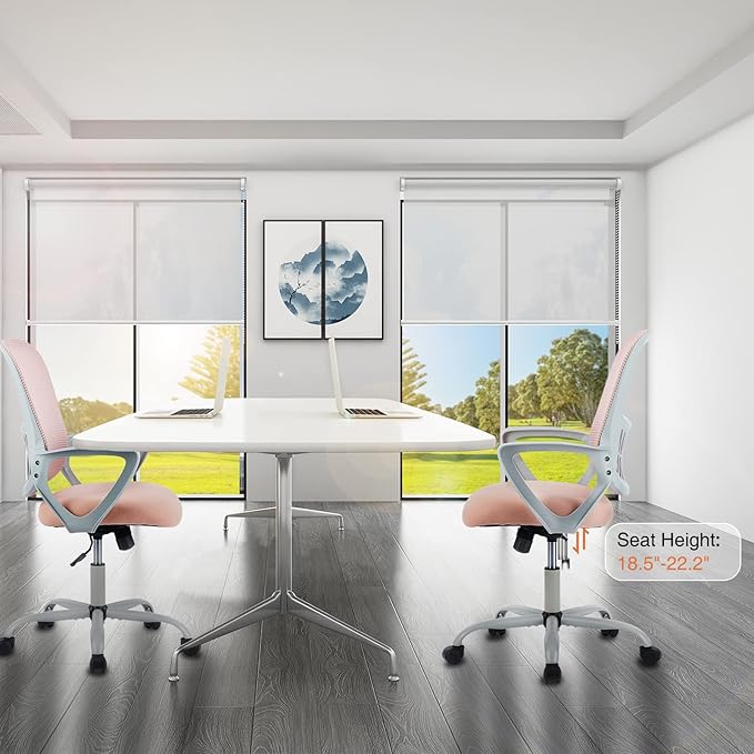 Sweetcrispy Ergonomic Mid-Back Mesh Home Office Desk Chair with Wheels, Lumbar Support, and Comfortable Armrests for Home, Bedroom, Study, Office