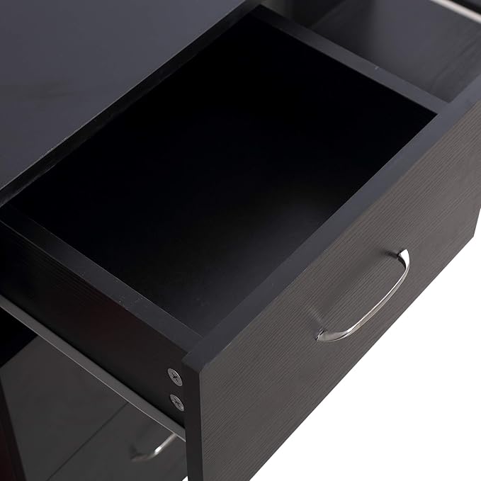HOMCOM 47" Modern Home Office Computer Desk Bookcase Combo Writing Table Workstation with 3 Drawer and Storage Shelf - Black