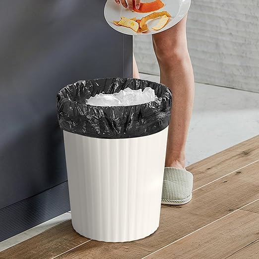 Small Platic 2 Gallon Trash Can - Compact Wastebin for Bathroom, Kitchen, Office, Home Use - Beige