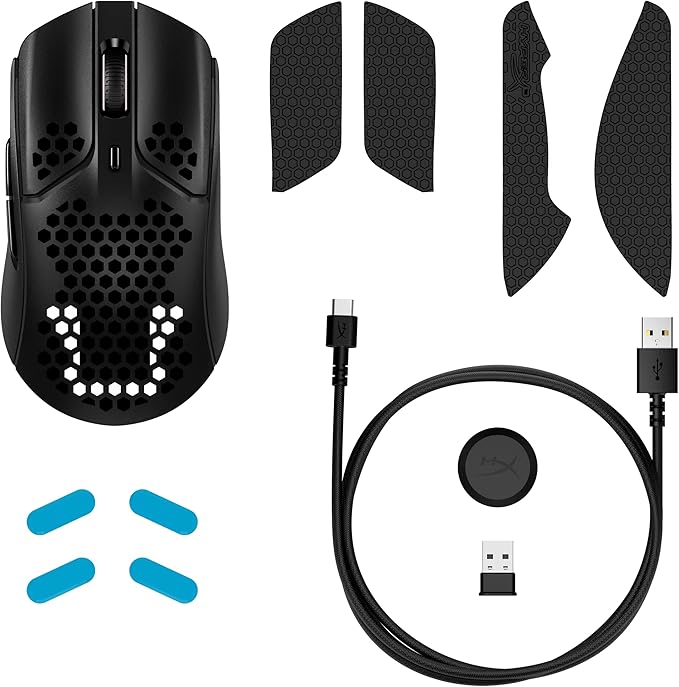 HyperX Pulsefire Haste Wireless Gaming Mouse Ultra Lightweight 61g 100 Hour Battery Life, Honeycomb Shell, 16000 DP,I 6 Programmable Buttons, HyperX NGENUITY, for PC, PS4, Xbox Series, Black (Renewed)
