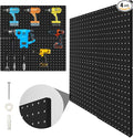 Peg Board, 4 Pack Metal Pegboard Panels Black Pegboards Wall Organizer with Bent Frame Large Heavy Duty Peg Board for Walls Home, Garage Tool Storage, Office Organization, Craft Room, Kitchen