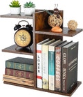 PAG Wood Desktop Shelf Small Bookshelf Desk Supplies Organizers and Accessories Storage Display Rack Office Decor for Women, Antique Brown