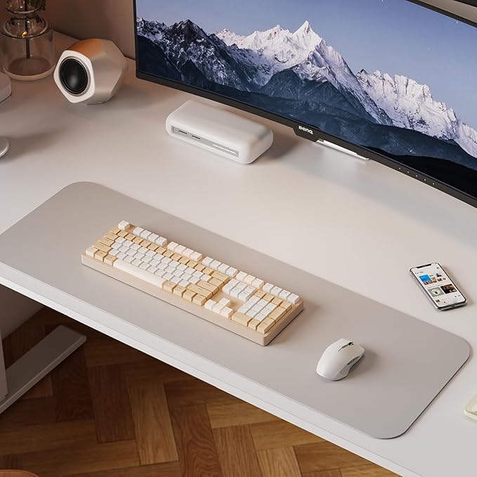 WALKINGDESK 48x24 Inches Height Adjustable Electric Standing Desk with 2 Hooks for Home Office, Ergonomic Sit Stand up Desk with Splice Board, White