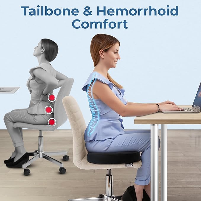 5 STARS UNITED Donut Pillow Hemorrhoid Tailbone Cushion – Large Cushion for Pain Relief – Coccyx, Prostate, Sciatica, Pelvic Floor, Pressure Sores, Pregnancy, Postpartum Recovery, Black