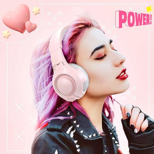 Anivia Headset Gaming Headsets - AH68S Wired Over Ear Headphone with Mic, Volume Control, Noise Isolating for Multi-Platform -Pink
