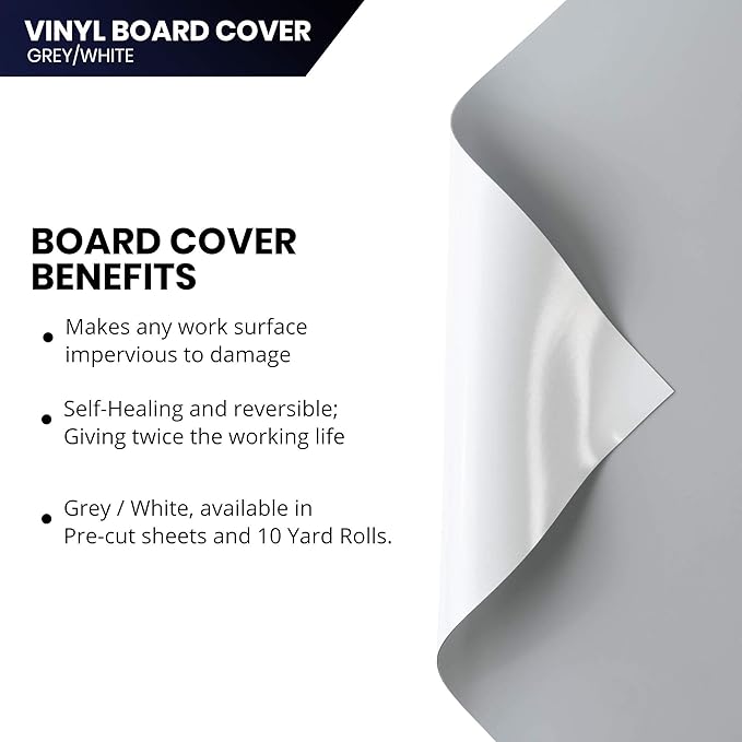Pacific Arc Vinyl Board Cover. Self Healing and Stain Resistant Gray/White Sheet, 48 inches by 60 inches