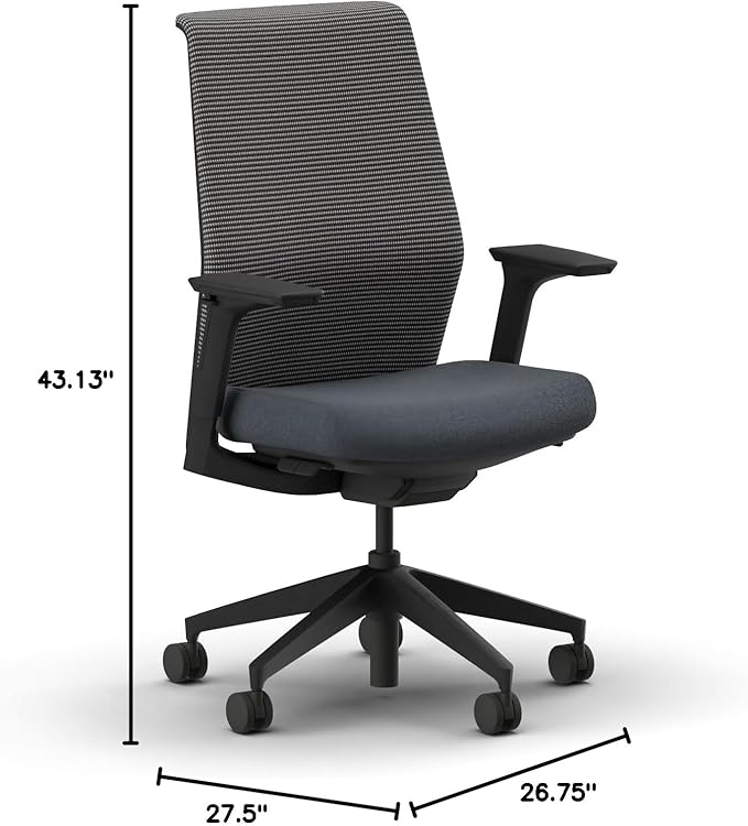 HON Cipher Mesh Office Chair with Lumbar Support, Height-Adjustable Arms, Black Mesh Task Chair, Darkness Fabric, Black Accent, Black Frame