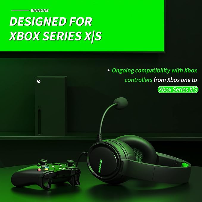 BINNUNE Gaming Headset with Mic for PS4 PS5 Xbox Series X|S Xbox 1 PC NS, Wired Gaming Headphones with Microphone for PS 4|5 Xbox1