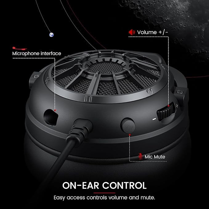 EKSA Gaming Headset with Microphone for PS5 PS4 PC Switch, Over-Ear Headphones with Detachable Noise Cancelling Mic, 50 mm Drivers,3D Stereo Surround Sound, Wired Gaming Headphones-Gift