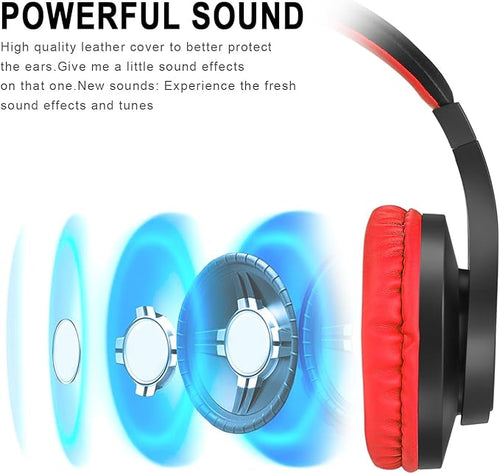 BlueFire Kids Headphones for Online School, Children, Teens, Boys, Girls, 3.5mm Stereo Over-Ear Gaming Headphone with Microphone and Volume Control for PS4, PS5, New Xbox One (Red)
