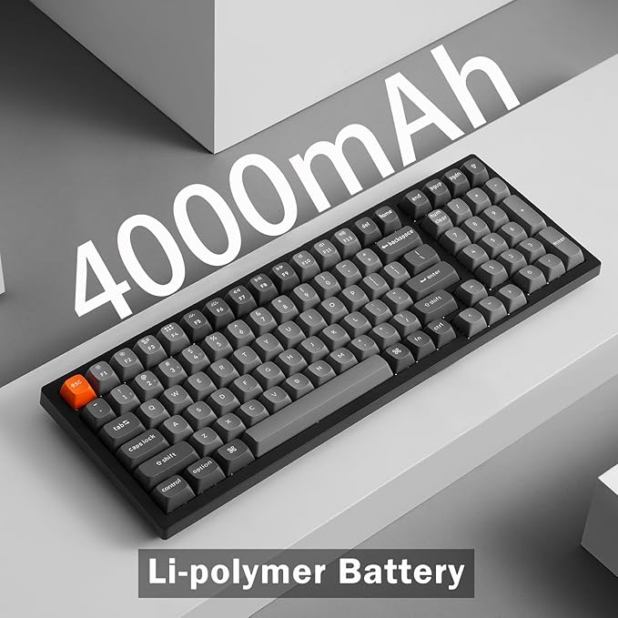Keychron K4 Max QMK Wireless Custom Mechanical Keyboard, 96% Layout Tri-Mode Bluetooth 5.1/2.4G/USB-C Programmable White Backlight, Super Red Switch NKRO Gaming Keyboard for Mac/Windows/Gamers