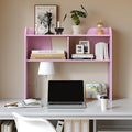 Wooden Desktop Bookshelf 37”,3-Tier Rounded-Edge Desk Storage Organizer,Space-Saving Countertop Shelf for Office Dorm Home,Pink