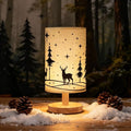 Glooglitter Christmas Lamp Christmas Decorations Indoor 11.6 Inch Small Xmas Tree Deer Bedside Table Light LED Desk Light USB Nightstand Lamp with Non Slip Wood Base Lampshade for Gifts Home Desk