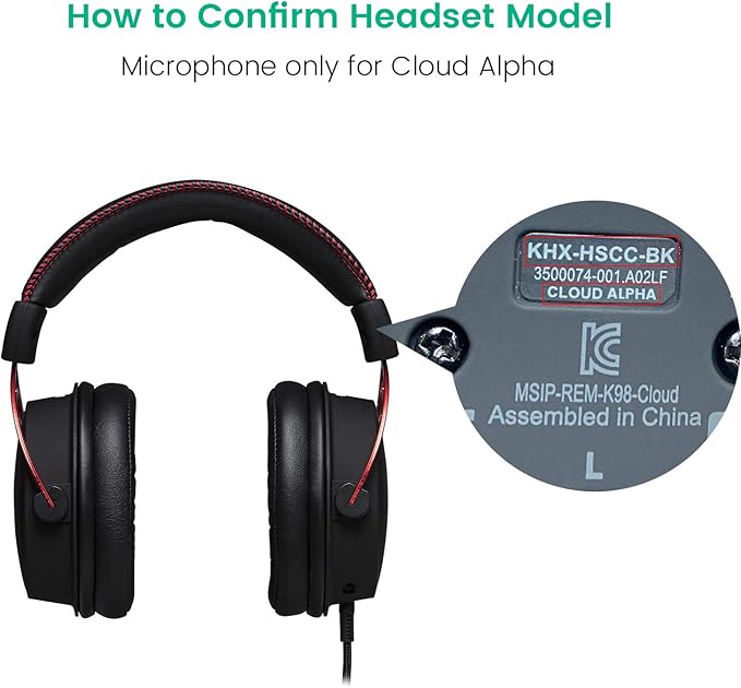 Game Mic Replacement for Kingston HyperX Cloud Alpha Gaming Headset, 3.5mm Headphone Microphone Boom