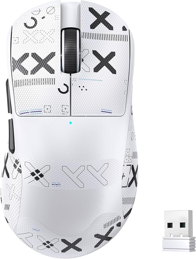 ZIYOU LANG×Magic-Refiner X2 Lightweight Wireless Gaming Mouse,Tri-Mode(2.4G/Wired/BT),25KDPI,PAW3311 Optical Sensor,1000Hz Polling Rate,500mAh,69g Ergonomic Mice for Medium-Large Hands-White&Sticker