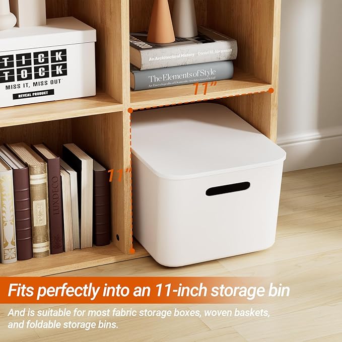 Wooden 6 Cube Storage Organizer with Closed Back Panel, Modern Open Cube Storage Shelf Bookshelf with Compartments, Cube Shelf Organizer for Living Room, Bedroom, Study Room (Wood Color)
