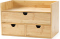 Wisuce Bamboo Desk Drawer Organizer, Desktop Organizer with Drawers Tabletop Storage Organization Box for Office Home Toiletries Supplies Vanity, No Assembly Required(1 with shelf-3 Drawers)