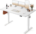 FEZIBO Standing Desk, 63×28 Inches Electric Height Adjustable, Sit Stand Up, Computer Office Desk with Splice Board, While Frame/While TOP