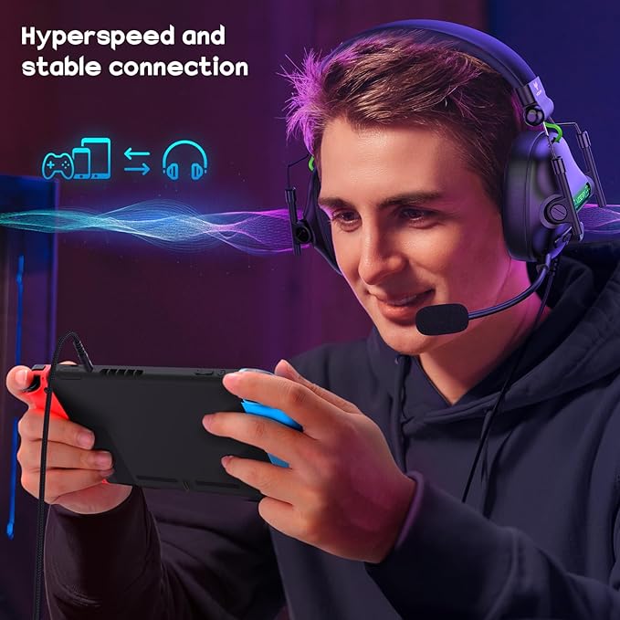 WESEARY Wired Gaming Headset for Xbox, PS5, PS4, Switch, PC, Mobile, Surround Sound Gaming Headphones with ENC Noise-Canceling Mic, 50mm Drivers for Atari 2600 Accessories, Soft Memory Foam Earcups