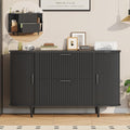 SEDETA 39.4" Filing Cabinet for Home Office, 2 Drawer File Cabinet, fit Legal/Letter/A4 Size, Modern Fluted Filing Cabinets with 2 Sliding Door Storage, Printer Stand, Black