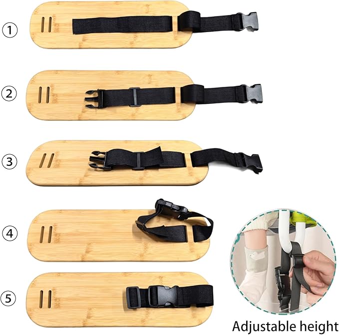 Footrest Compatible with Hook on Chair, Bamboo Footrest Compatible with Fast Table Chair, Adjustable Foot Rest for Clip On TableChair with Tray