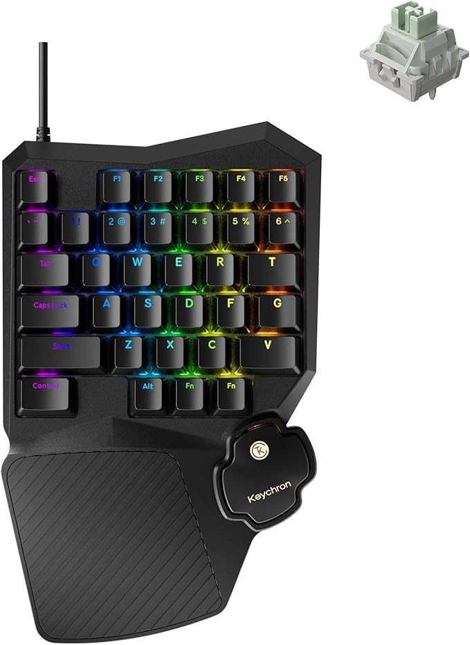 Keychron C0 HE 8K Wired One-Handed Gaming Keypad, Rapid Trigger Hall Effect Magnetic Switches, 35 Programmable Keys, Per-Key RGB Lighting, Web-Based Configurator, Compatible with Windows & macOS