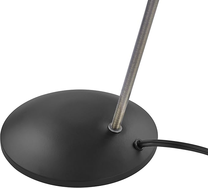 Light Society Black Retro Hylight Desk Lamp with Antique Brass Details, Mid Century Modern Vintage Style