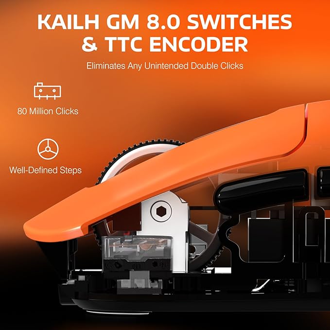 ATTACK SHARK X3 Lightweight Wireless Gaming Mouse with Tri-Mode 2.4G/USB-C Wired/Bluetooth,Up to 26K DPI, PAW3395 Optical Sensor,Kailh GM8.0 Switch,5 programmable Buttons for PC/Win/Mac(Orange)