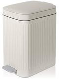 rejomiik Small Bathroom Trash Can with Lid Slim Soft Close Garbage Can Step Wastebasket Container Trash Bin for Office Bedroom Kitchen Living Room (1.9 Gallon Cream)