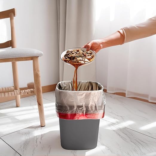 Small Trash Can - Plastic Waste basketbin - for Office,Home,Bathroom,Kitchen - 1.8 Gallon - Grey