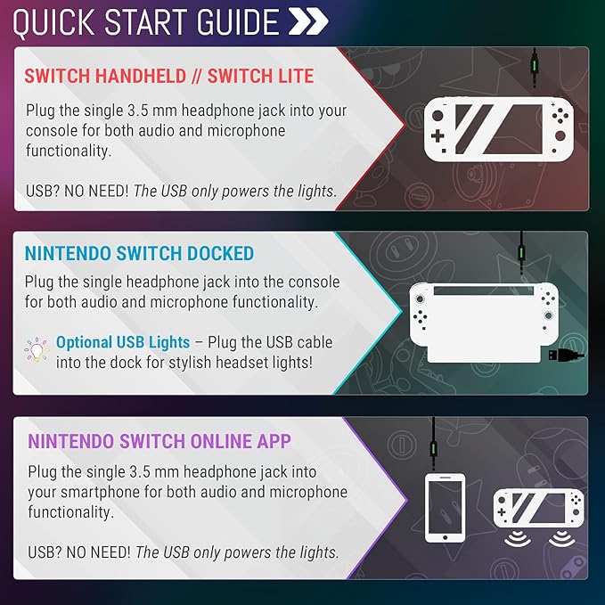 Orzly Gaming Headset with Mic for Nintendo Switch OLED and Lite Joycon Color Match with Led Light Microphone & Remote - Hornet RXH-20 Tanami Edition