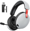 Wireless Gaming Headset with Mic for PC PS4 PS5,2.4GHz/Bluetooth Gamer Headphones with Noise Canceling Microphone (White Red)
