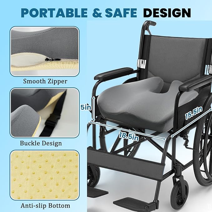 5" Thick Recliner Cushions for Elderly, 18.5x15.5 Cushion for Recliner Chair, Recliner Cushion for Long Sitting, 100% High Density Memory Foam Seat Pad, Orthopedic Support for Back and Hips