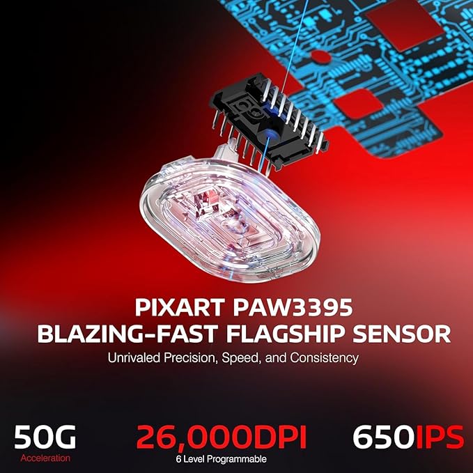 MANBASNAKE Attack Shark X3 Pro 4K/8K Hz Mouse, 59g Superlight BT/2.4G Wireless/Wired Gaming Mouse, PixArt PAW3395 Gaming Sensor, 26000 DPI, Griptape, Programmable Buttons for Win11/Xbox/PS/Mac(Red)