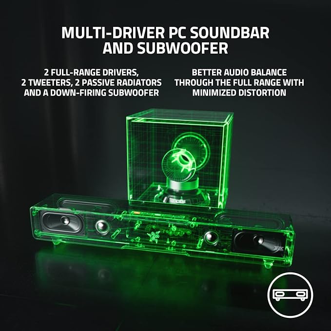 Razer Leviathan V2: Multi-Driver PC Gaming Soundbar with Subwoofer & Basilisk V3 Customizable Ergonomic Gaming Mouse: 26K DPI Optical Sensor - 11 Programmable Buttons - Classic Black