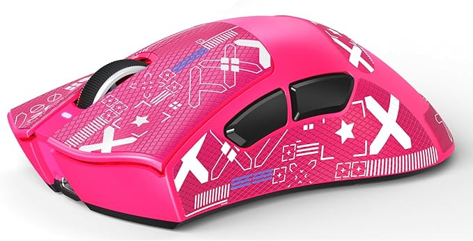 MAMBASNAKE Attack Shark V3 Wireless Gaming Mouse,Adjustable 25K DPI PAW3311 Optical Sensor,Ergonomic 62g Lightweight 5 Programmable Buttons 500mAH Battery,2.4G/BT/USB-C Wired for PC/Mac-Red&Griptape